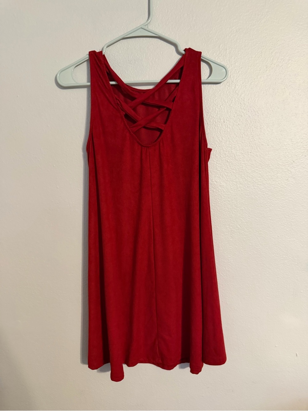 Altard State Red Faux Suede Swing Tank Mini Dress Boho Tiered Skater Womens S - Picture 4 of 5
